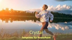  Presentation with family health - Presentation theme featuring woman-runs-in-the-park background and a coral colored foreground