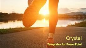  Presentation with health balance - PPT theme with woman-runs-in-the-park background and a tawny brown colored foreground