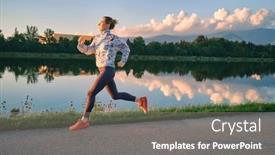  Presentation with health balance - Slide deck enhanced with woman-runs-in-the-park background and a gray colored foreground