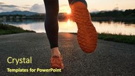  Presentation with family health - PPT layouts consisting of woman-runs-in-the-park background and a tawny brown colored foreground