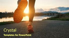  Presentation with health balance - Slide set with woman-runs-in-the-park background and a tawny brown colored foreground