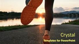  Presentation with health balance - Slide deck consisting of woman-runs-in-the-park background and a tawny brown colored foreground