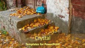  Presentation with multicolored autumn leaves orange yellow red - Cool new PPT theme with woman's bag lies on the autumn porch of an old house covered with yellow leaves backdrop and a tawny brown colored foreground
