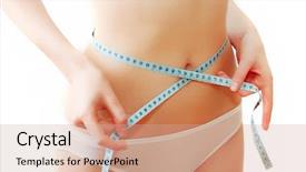  Presentation with stomach - Presentation design having woman's beautiful stomach isolated on white background background and a coral colored foreground