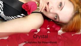  Presentation with rose petal corner frame - Presentation theme with woman s day orange - beautiful girl in petals background and a crimson colored foreground