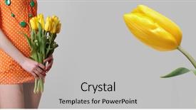  Presentation with teal and yellow - PPT layouts consisting of woman s day orange - girl with yellow tulips background and a light gray colored foreground