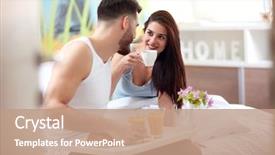  Presentation with good morning couple bed - PPT layouts consisting of woman s day orange - happy couple have romantic breakfast background and a  colored foreground