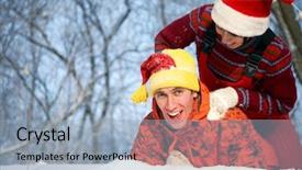  Presentation with family playing board game - Beautiful theme featuring woman s day orange - young family plays winter wood backdrop and a  colored foreground
