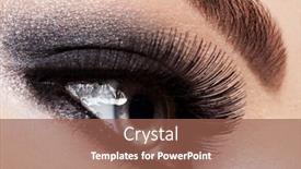  Presentation with eyelashes - PPT theme having woman's eye with black eye makeup macro style image long eyelashes background and a violet colored foreground