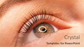  Presentation with eyelashes - PPT theme featuring woman-s-eye-with-long background and a coral colored foreground