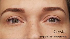  Presentation with black woman - PPT layouts having woman-s-eyes-with-long background and a coral colored foreground