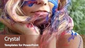  Presentation with paint - Beautiful presentation theme featuring woman-s-face backdrop and a tawny brown colored foreground