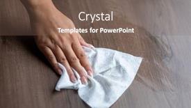  Presentation with office cleaning - Beautiful PPT theme featuring woman-s-hand-cleaning-home backdrop and a violet colored foreground