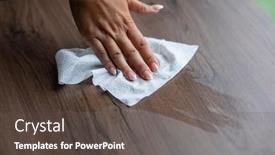  Presentation with office cleaning - Slides with woman-s-hand-cleaning-home background and a dark gray colored foreground