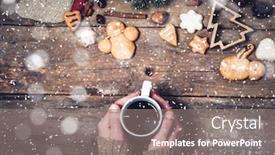  Presentation with mulled wine - Cool new PPT layouts with woman's hand holding mug of mulled wine and christmas decorations on wooden background backdrop and a gray colored foreground