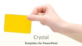  Presentation with business card - PPT theme enhanced with hand holding a business card background and a blonde colored foreground