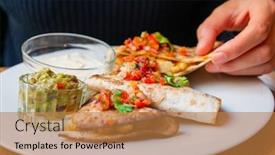  Presentation with chicken - Audience pleasing theme consisting of woman-s-hand-holding backdrop and a coral colored foreground