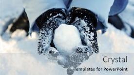  Presentation with snowball - Presentation theme having woman-s-hand-holding background and a light blue colored foreground