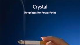  Presentation with cigarette - Colorful PPT theme enhanced with woman 's hand holding a stick of cigarette with smoke backdrop and a navy blue colored foreground