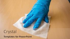  Presentation with office cleaning - Colorful PPT theme enhanced with woman-s-hand-in-blue backdrop and a coral colored foreground