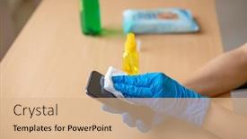  Presentation with blue - Colorful slide set enhanced with woman-s-hand-in-blue backdrop and a coral colored foreground