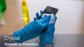  Presentation with blue - Theme consisting of woman-s-hand-in-blue background and a ocean colored foreground