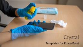  Presentation with blue - Slide deck consisting of woman-s-hand-in-blue background and a coral colored foreground