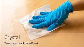  Presentation with office cleaning - Audience pleasing PPT layouts consisting of woman-s-hand-in-blue backdrop and a lemonade colored foreground