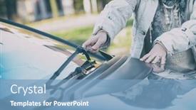  Presentation with hand sanitizer kids - PPT theme with woman-s-hand-picking-up background and a teal colored foreground