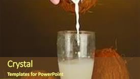  Presentation with milk coconut - PPT layouts consisting of woman's hand pouring coconut milk into a glass on brown background background and a tawny brown colored foreground