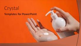  Presentation with lotion - Presentation design enhanced with woman-s-hands-applying-lotion background and a gold colored foreground