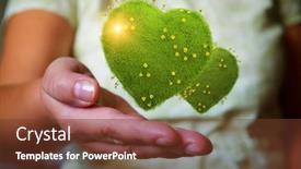  Presentation with healthy life style - Cool new presentation theme with woman-s-hands-holding-green backdrop and a tawny brown colored foreground