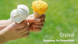  Presentation with ice cream cones - Slides with woman-s-hands-holding-refreshing background and a seafoam green colored foreground