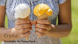  Presentation with ice cream cones - Theme featuring woman-s-hands-holding-refreshing background and a coral colored foreground