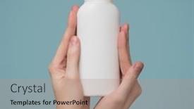  Presentation with bottle - PPT theme consisting of woman-s-hands-holds background and a  colored foreground