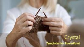  Presentation with knitting - Presentation theme consisting of woman-s-hands-knitting-brown background and a tawny brown colored foreground