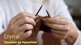  Presentation with knitting - PPT theme enhanced with woman-s-hands-knitting-brown background and a tawny brown colored foreground
