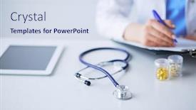  Presentation with writing pen - Colorful presentation theme enhanced with woman's hands writing on sheet of paper in a clipboard with pen isolated on desk backdrop and a sky blue colored foreground