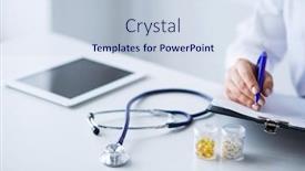  Presentation with writing pen - Beautiful slide deck featuring woman's hands writing on sheet in a clipboard with a pen backdrop and a lemonade colored foreground