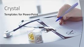  Presentation with writing pen - Beautiful theme featuring woman-s-hands-writing backdrop and a white colored foreground