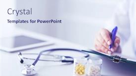  Presentation with writing pen - Audience pleasing PPT layouts consisting of woman-s-hands-writing backdrop and a sky blue colored foreground