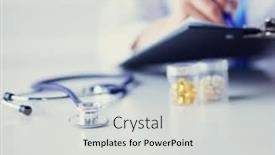  Presentation with writing pen - Audience pleasing presentation theme consisting of woman-s-hands-writing backdrop and a light gray colored foreground