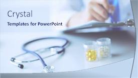  Presentation with writing pen - Theme consisting of woman-s-hands-writing background and a sky blue colored foreground