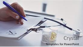  Presentation with writing pen - Presentation theme having woman-s-hands-writing background and a light gray colored foreground