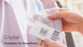  Presentation with barcode - Beautiful slide deck featuring woman-s-hands backdrop and a light gray colored foreground