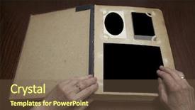  Presentation with old album - Beautiful slides featuring woman's hands on an old vintage photo album backdrop and a tawny brown colored foreground