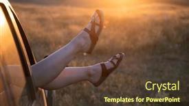  Presentation with freedom - Slide deck featuring woman-s-legs-out background and a tawny brown colored foreground