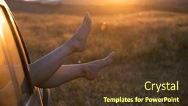  Presentation with freedom - Slide set having woman-s-legs-out background and a tawny brown colored foreground