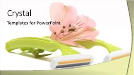  Presentation with flower woman - Slides enhanced with tidal waves - sea wave washes over stones background and a mint green colored foreground.