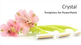  Presentation with food safety and security - PPT theme with woman safety shavers and flowers isolated on white background and a white colored foreground